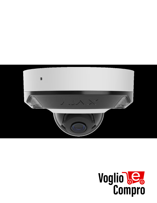 AJAX DomeCam Mini HL (5 Mp/2.8 mm) Telecamera IP di sicurezza cablata con IA   angolo di visione di 110°, illuminazione ibrida