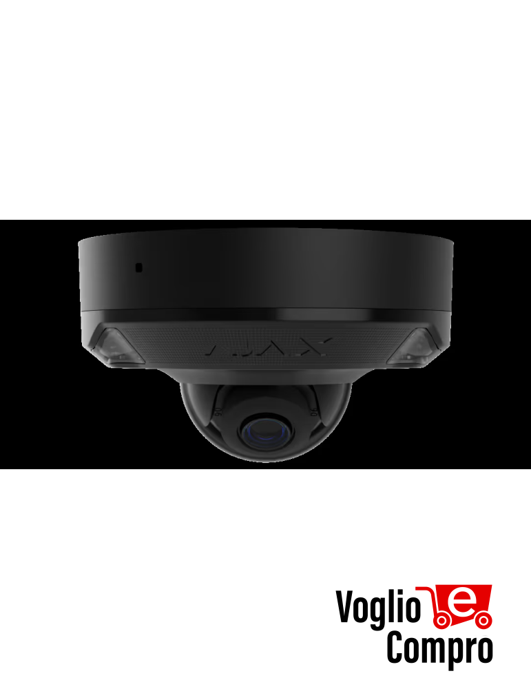 AJAX DomeCam Mini HL (5 Mp/2.8 mm) Telecamera IP di sicurezza cablata con IA   angolo di visione di 110°, illuminazione ibrida