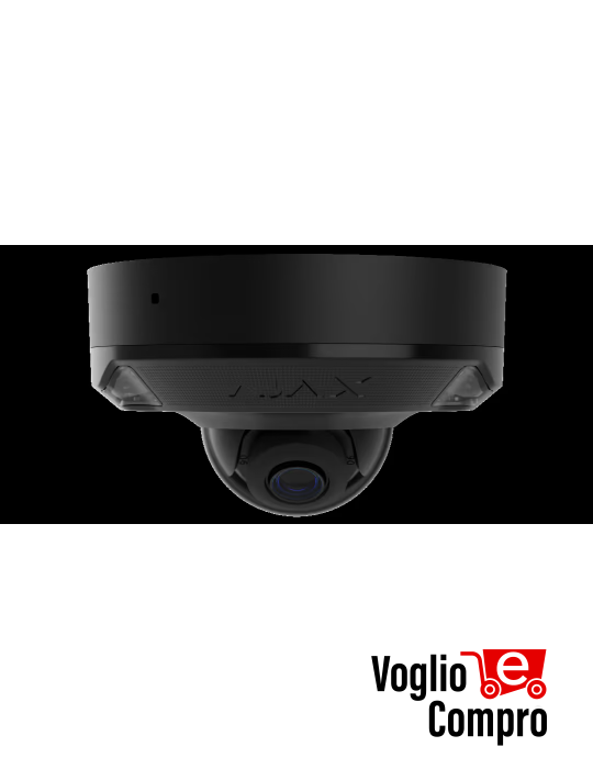 AJAX DomeCam Mini HL (5 Mp/2.8 mm) Telecamera IP di sicurezza cablata con IA   angolo di visione di 110°, illuminazione ibrida