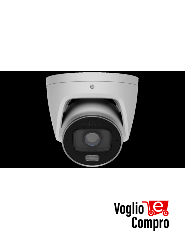 AJAX TurretCam HLVF (8 Mp) Telecamera IP di sicurezza cablata con IA obiettivo varifocale motorizzato da 2,8–12 mm,