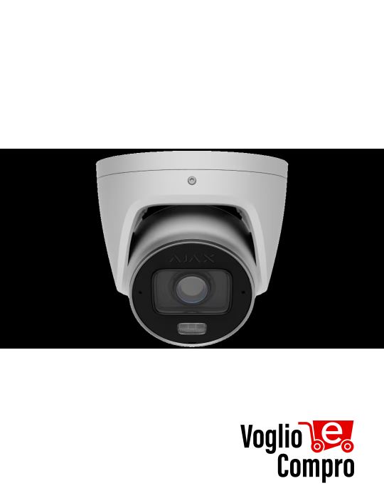 AJAX TurretCam HLVF (8 Mp) Telecamera IP di sicurezza cablata con IA obiettivo varifocale motorizzato da 2,8–12 mm,