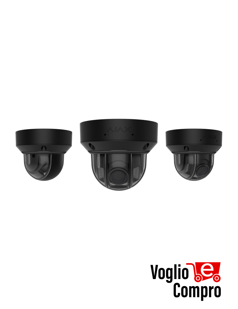 AJAX DomeCam HLVF (8 Mp) Telecamera IP di sicurezza cablata con IA, con obiettivo varifocale motorizzato da 2,8–12 mm
