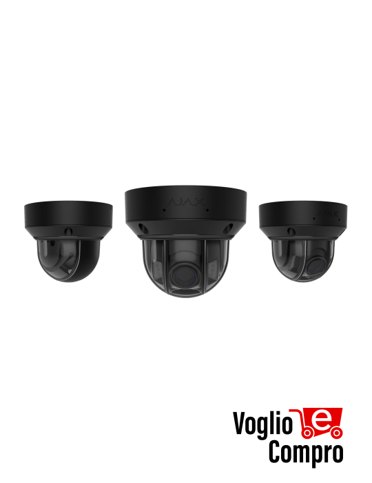 AJAX DomeCam HLVF (8 Mp) Telecamera IP di sicurezza cablata con IA, con obiettivo varifocale motorizzato da 2,8–12 mm