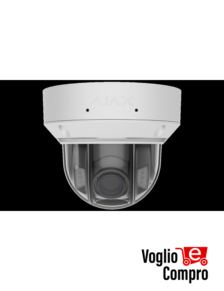 AJAX DomeCam HLVF (8 Mp) Telecamera IP di sicurezza cablata con IA, con obiettivo varifocale motorizzato da 2,8–12 mm