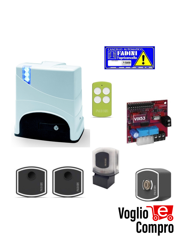 KIT FADINI 633K0VL JUNIOR 633 Automazione  cancelli scorrevoli  residenziale, collettivo e industriale. Peso max. anta  600 kg