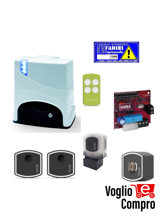 KIT FADINI 633K0VL JUNIOR 633 Automazione  cancelli scorrevoli  residenziale, collettivo e industriale. Peso max. anta  600 kg