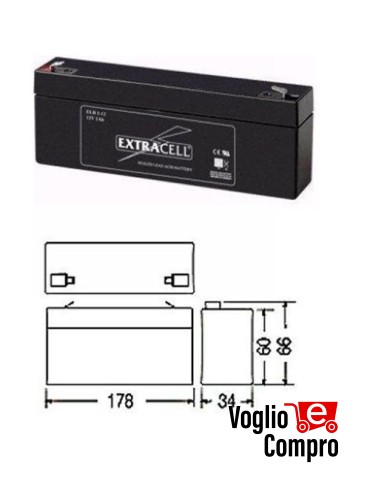 ACCUMULATORE COSTEL 12V 1,2Ah AL PIOMBO RICARICABILE PER SIRENA ALLARME