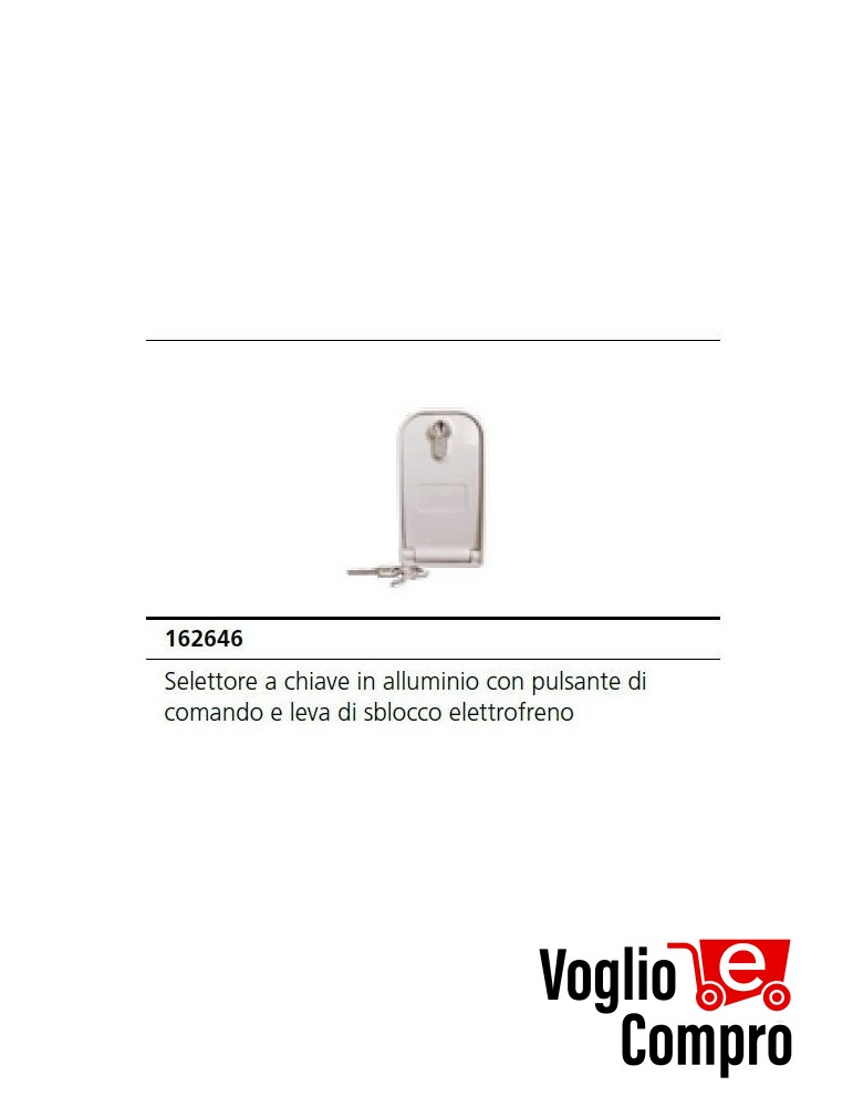 SELETTORE A CHIAVE IN ALLUMINIO E LEVA SBLOCCO ELETTROFRENO PER V2 AGON