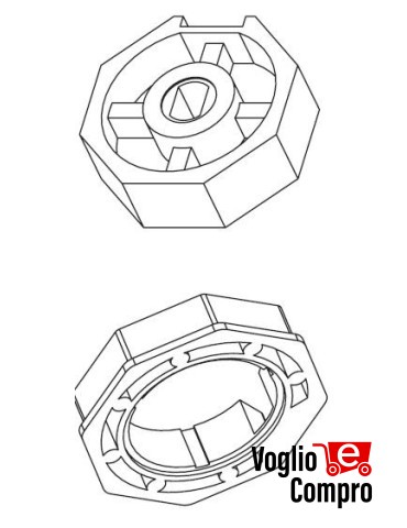 162718-162719 PULEGGIA E CORONA OTTAGONALE DIAMETRO 70MM PER MOTORIDUTTORI TUBOLARI