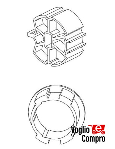 163424-162891 PULEGGIA E CORONA ZF64 PER MOTORIDUTTORI TUBOLARI DIAMETRO 45MM
