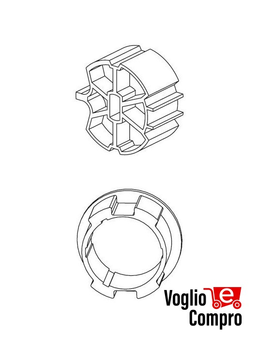 163424-162891 PULEGGIA E CORONA ZF64 PER MOTORIDUTTORI TUBOLARI DIAMETRO 45MM