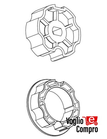 163415-163416 CORONA E  PULEGGIA DIAMETRO 70MM OGIVA  ROLLERBAT PER MOTORIDUTTORI TUBOLARI