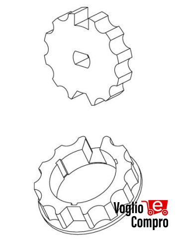 162721-163404 CORONA  E PULEGGIA DIAMETRO 70MM OGIVA PER MOTORIDUTTORI TUBOLARI