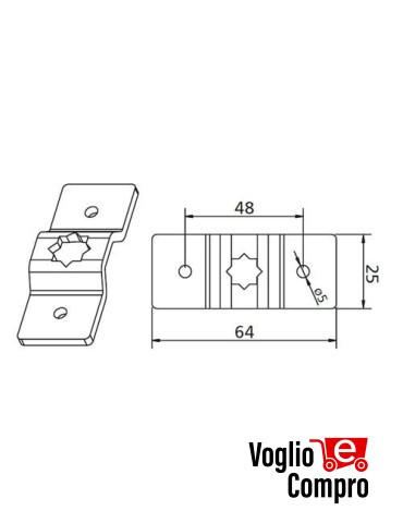 162847 SUPPORTO DA PARETE CON FORO 10x10MM PER MOTORIDUTTORI TUBOLARI (MAX 30Nm)