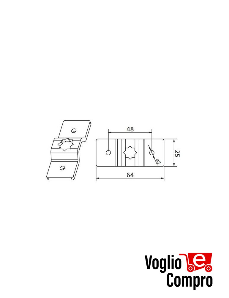 162847 SUPPORTO DA PARETE CON FORO 10x10MM PER MOTORIDUTTORI TUBOLARI (MAX 30Nm)