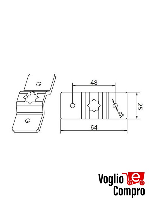 162847 SUPPORTO DA PARETE CON FORO 10x10MM PER MOTORIDUTTORI TUBOLARI (MAX 30Nm)