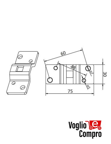 162829 SUPPORTO DA PARETE CON FORO 10x10MM PER MOTORIDUTTORI TUBOLARI (MAX 50Nm)