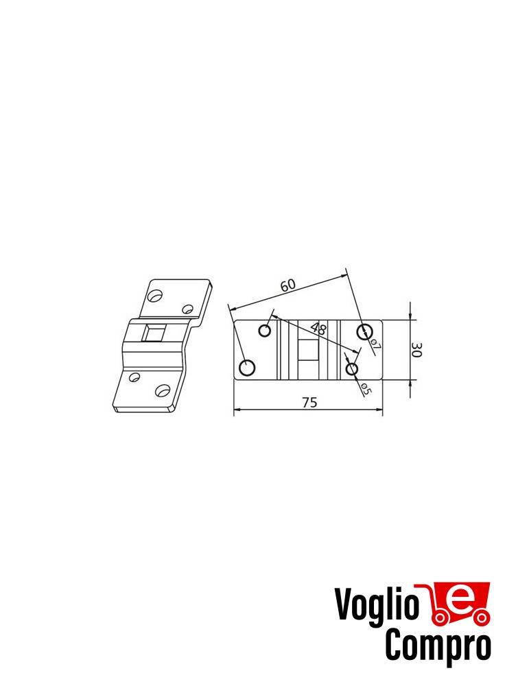 162829 SUPPORTO DA PARETE CON FORO 10x10MM PER MOTORIDUTTORI TUBOLARI (MAX 50Nm)