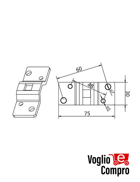 162829 SUPPORTO DA PARETE CON FORO 10x10MM PER MOTORIDUTTORI TUBOLARI (MAX 50Nm)