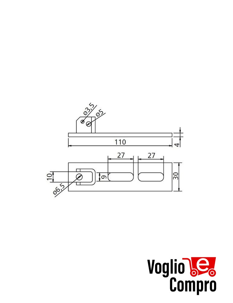 162822 SUPPORTO REGOLABILE VERTICALE CON ASOLE PER MOTORIDUTTORI TUBOLARI