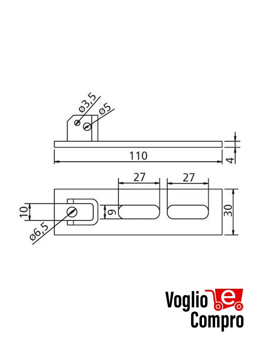 162822 SUPPORTO REGOLABILE VERTICALE CON ASOLE PER MOTORIDUTTORI TUBOLARI