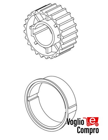 162865-162864 CORONA E PULEGGIA TONDO DIAMETRO  70MM PER MOTORIDUTTORI TUBOLARI DIAMETRO 59MM