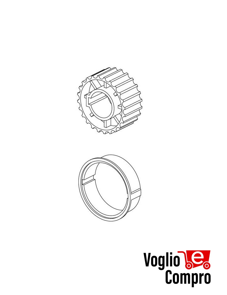 162865-162864 CORONA E PULEGGIA TONDO DIAMETRO  70MM PER MOTORIDUTTORI TUBOLARI DIAMETRO 59MM