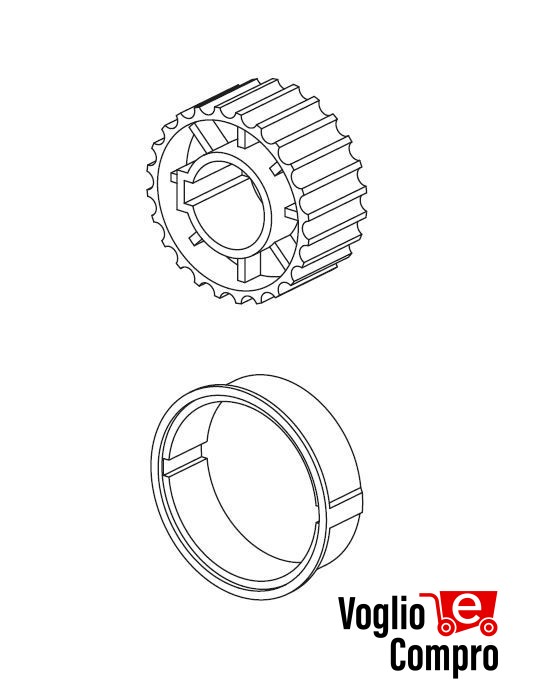 162865-162864 CORONA E PULEGGIA TONDO DIAMETRO  70MM PER MOTORIDUTTORI TUBOLARI DIAMETRO 59MM