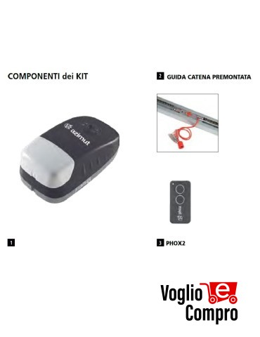 KIT COMPLETO X PORTE SEZIONALI E BASCULANTI AZIMUT 1 V2 32B011 8 Mq MAX 50 KG