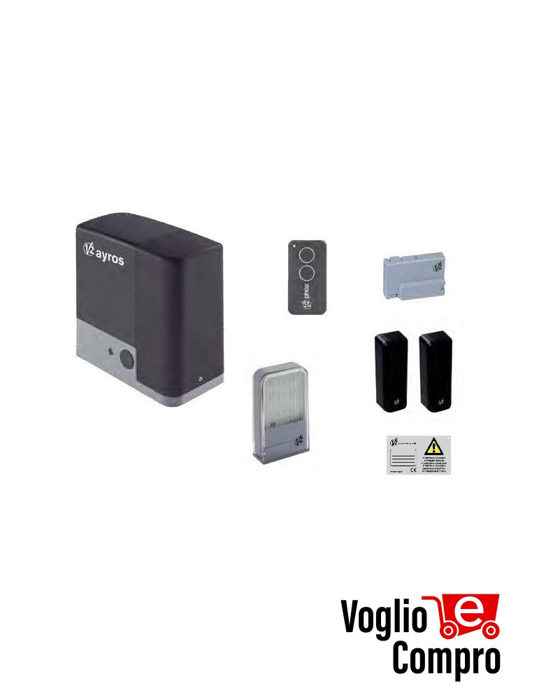 KIT FULL AUTOMAZIONE CANCELLO SCORREVOLE V2 AYROS 600 D 24V FINO 600 Kg