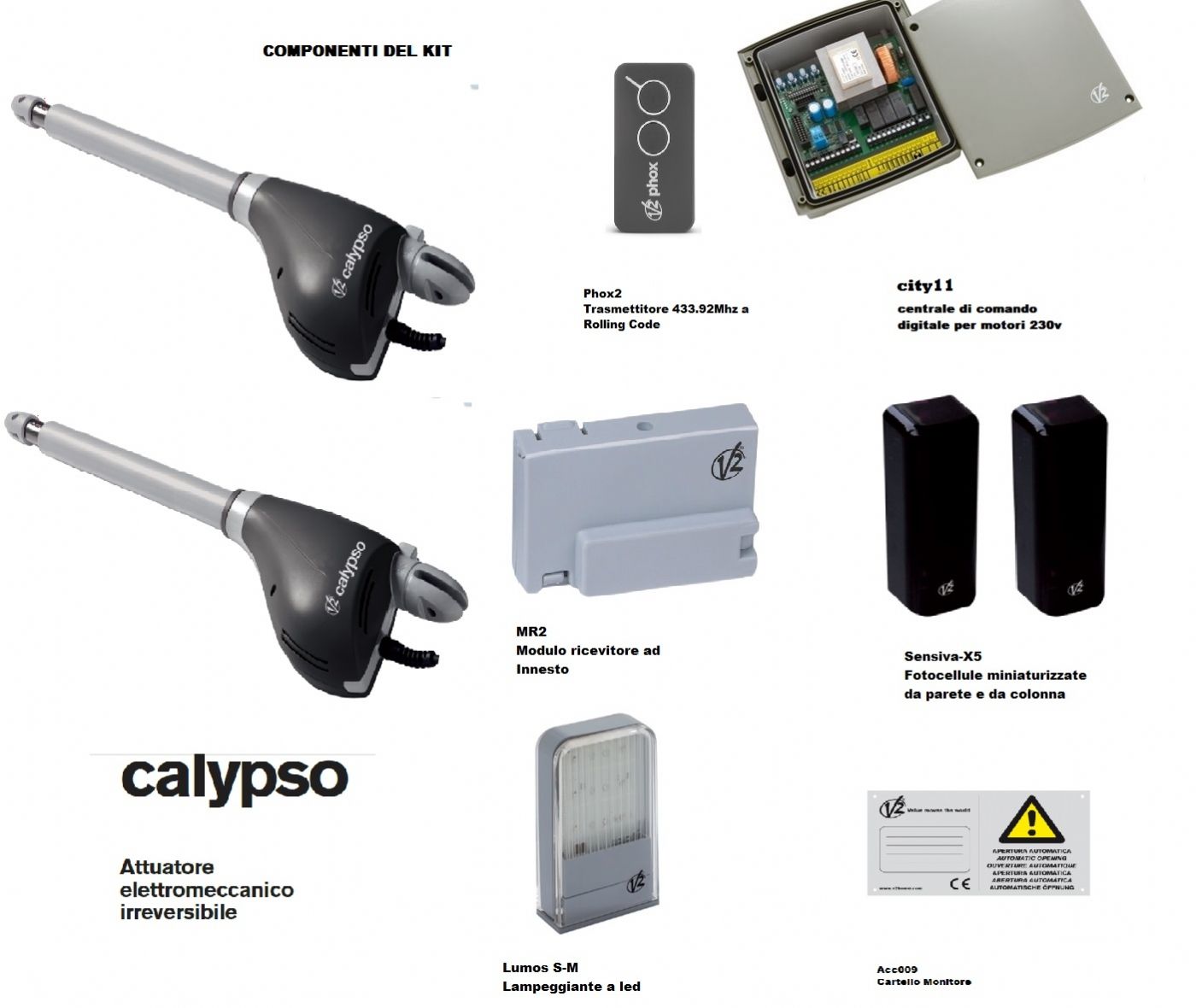 Kit Automazione Cancello Battente 2 Ante - Motori Per Cancelli Fino 600kg, Con Telecomando E Sensori - Foto 3